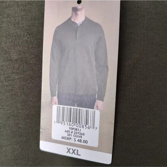 Copper & Oak Supply Olive Long Sleeve Cotton Blend Henley T-Shirt Men's XXL - Picture 6 of 10
